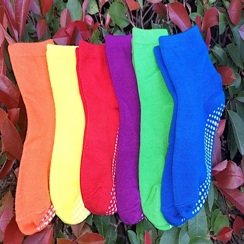 Colorful Age 1Y-8Y unisex socks  Non-slip Cotton solid colors Set of 6 Pairs
